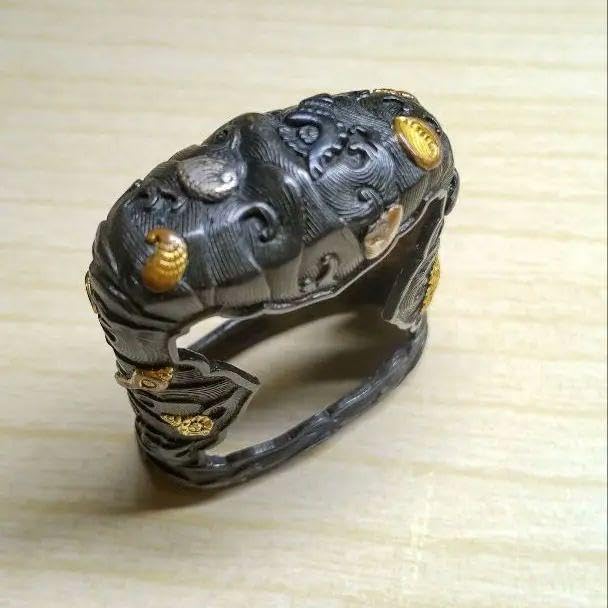 刀装具 海図貝づくし縁、栗形、頭？鐺 刀装具 海図貝づくし縁、